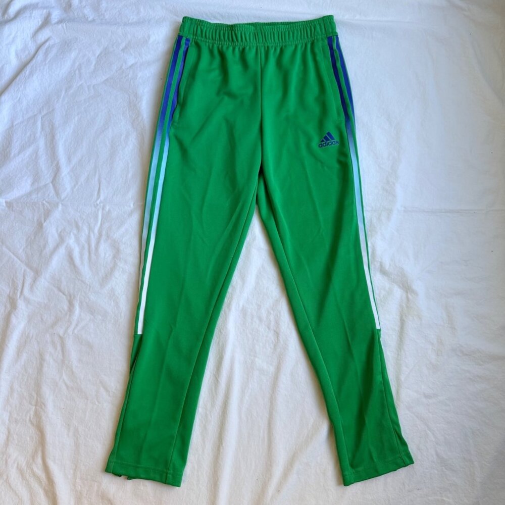 Adidas Kids Primegreen Tiros Training Track Pants Blue Stripes Size Medium 11-12